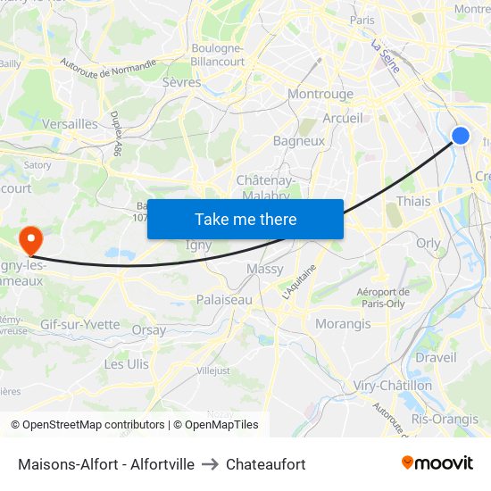 Maisons-Alfort - Alfortville to Chateaufort map