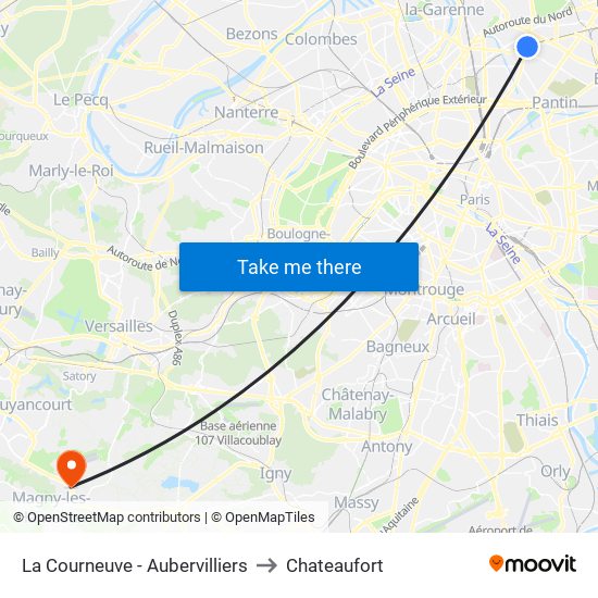 La Courneuve - Aubervilliers to Chateaufort map