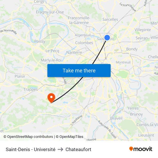 Saint-Denis - Université to Chateaufort map