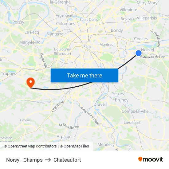 Noisy - Champs to Chateaufort map