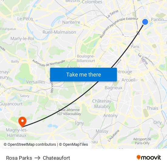 Rosa Parks to Chateaufort map