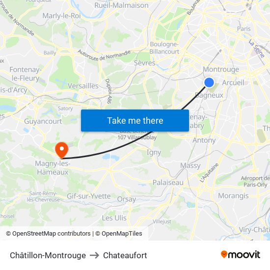 Châtillon-Montrouge to Chateaufort map