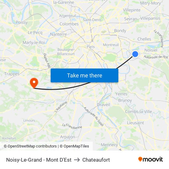Noisy-Le-Grand - Mont D'Est to Chateaufort map