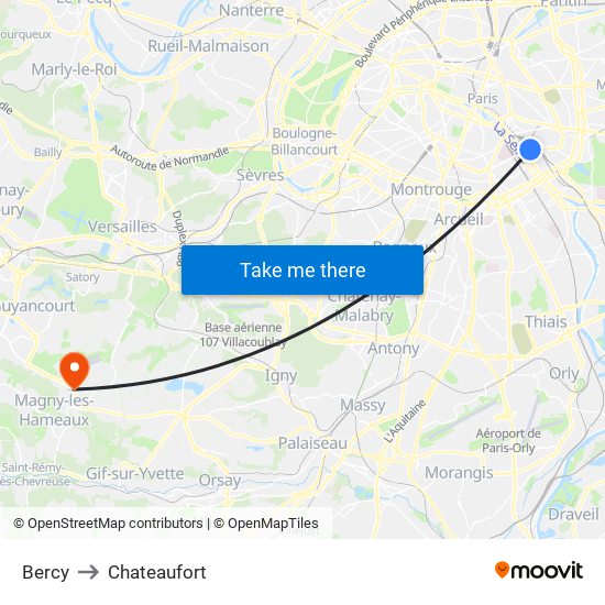 Bercy to Chateaufort map