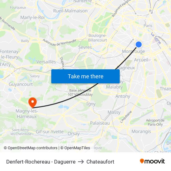 Denfert-Rochereau - Daguerre to Chateaufort map