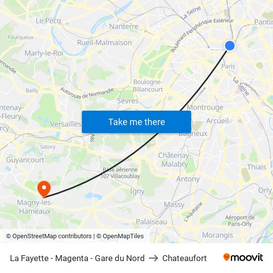 La Fayette - Magenta - Gare du Nord to Chateaufort map