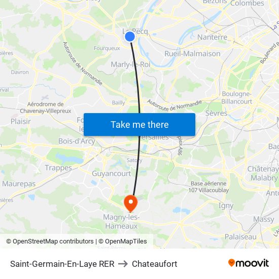 Saint-Germain-En-Laye RER to Chateaufort map