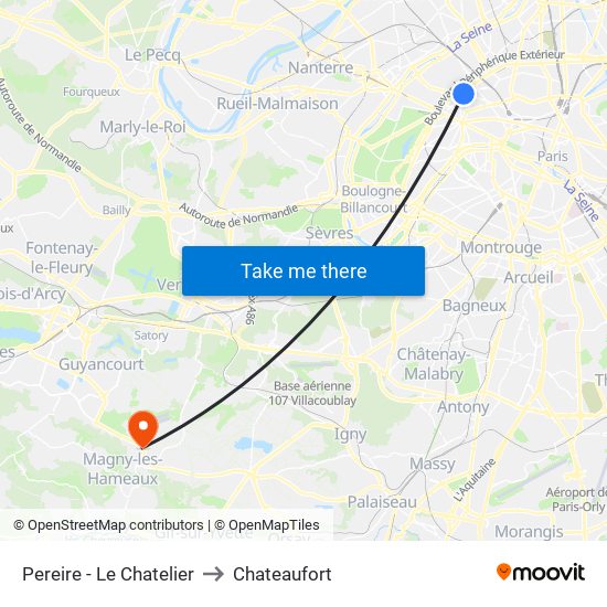 Pereire - Le Chatelier to Chateaufort map