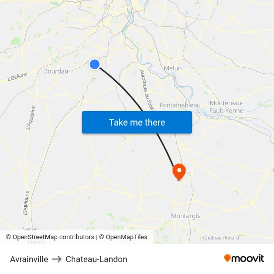 Avrainville to Chateau-Landon map