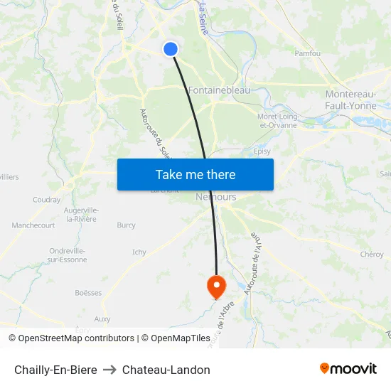 Chailly-En-Biere to Chateau-Landon map
