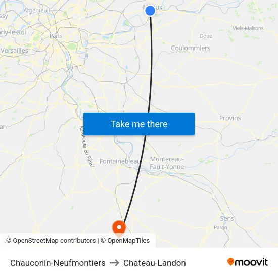 Chauconin-Neufmontiers to Chateau-Landon map