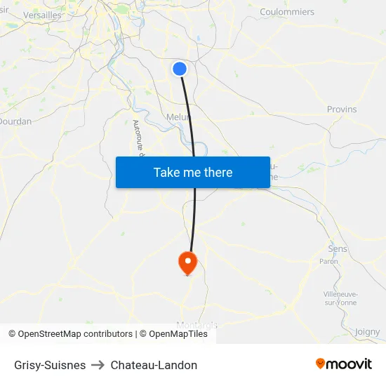 Grisy-Suisnes to Chateau-Landon map