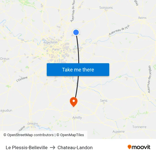 Le Plessis-Belleville to Chateau-Landon map