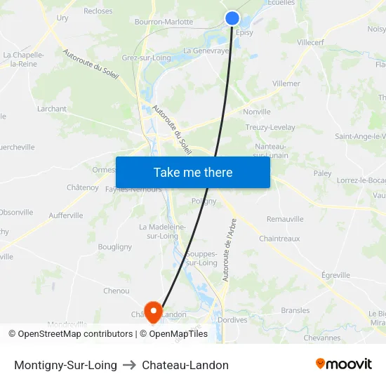 Montigny-Sur-Loing to Chateau-Landon map
