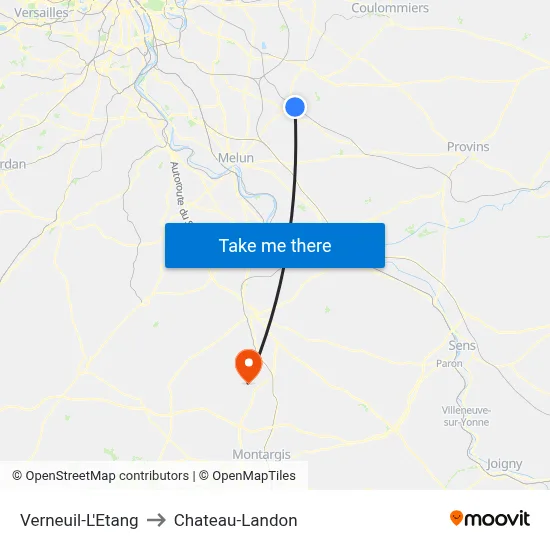 Verneuil-L'Etang to Chateau-Landon map