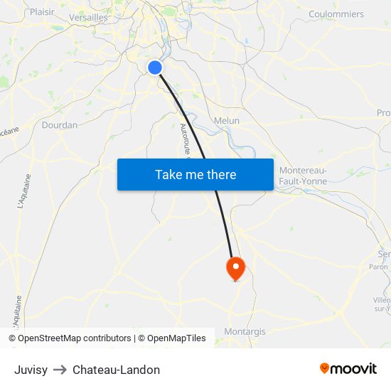 Juvisy to Chateau-Landon map