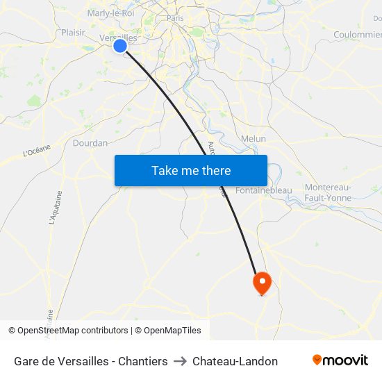 Gare de Versailles - Chantiers to Chateau-Landon map