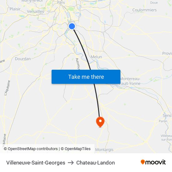 Villeneuve-Saint-Georges to Chateau-Landon map