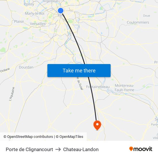 Porte de Clignancourt to Chateau-Landon map