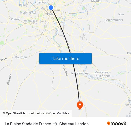 La Plaine Stade de France to Chateau-Landon map