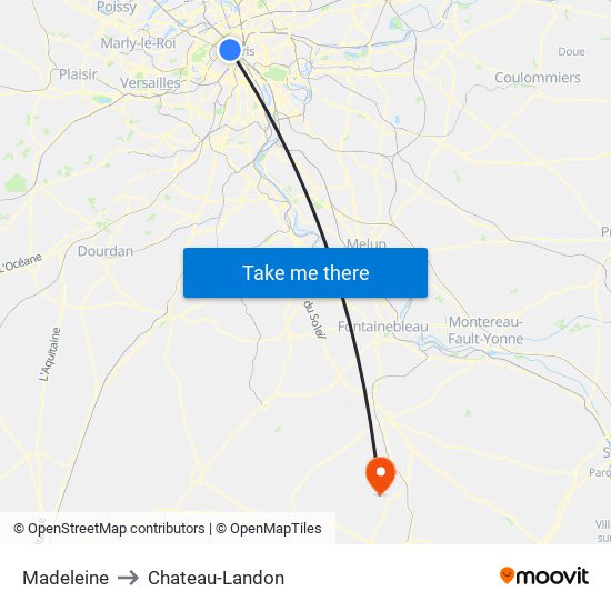 Madeleine to Chateau-Landon map