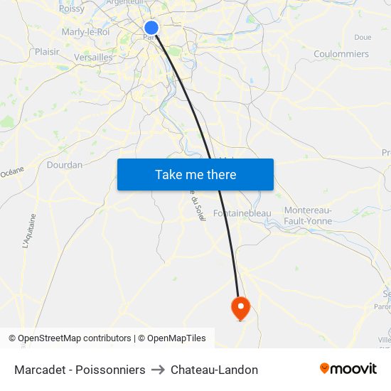 Marcadet - Poissonniers to Chateau-Landon map