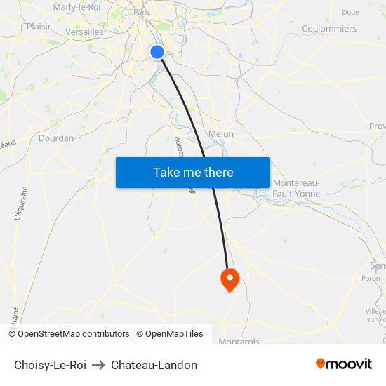 Choisy-Le-Roi to Chateau-Landon map