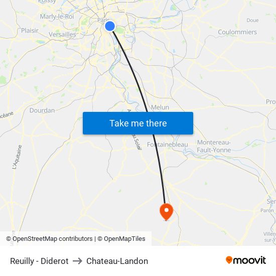 Reuilly - Diderot to Chateau-Landon map