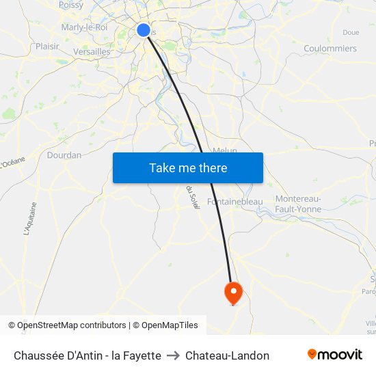 Chaussée D'Antin - la Fayette to Chateau-Landon map