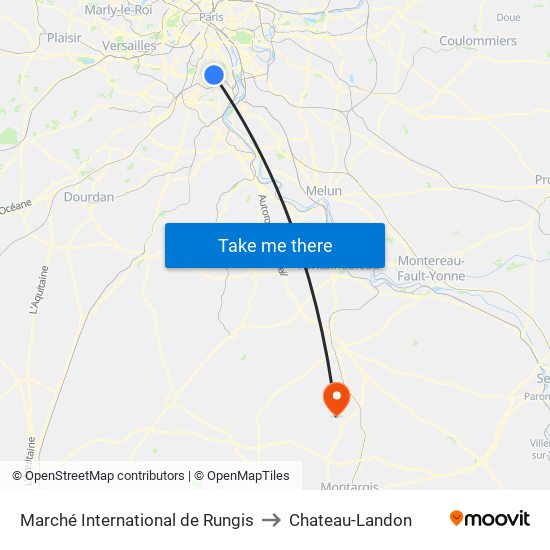 Marché International de Rungis to Chateau-Landon map