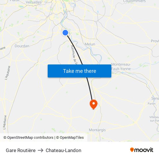 Gare Routière to Chateau-Landon map