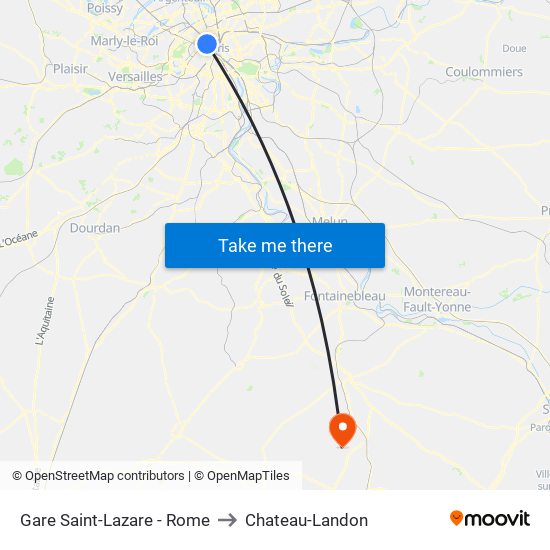 Gare Saint-Lazare - Rome to Chateau-Landon map