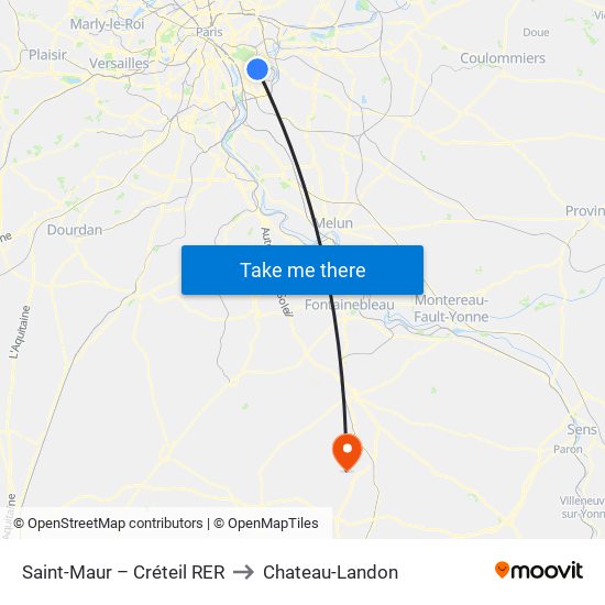 Saint-Maur – Créteil RER to Chateau-Landon map