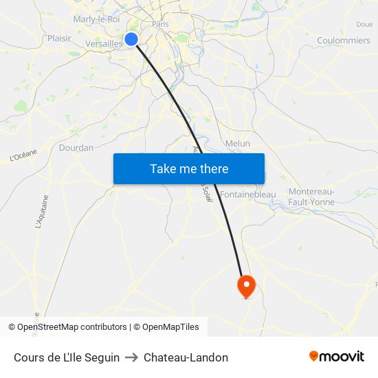 Cours de L'Ile Seguin to Chateau-Landon map