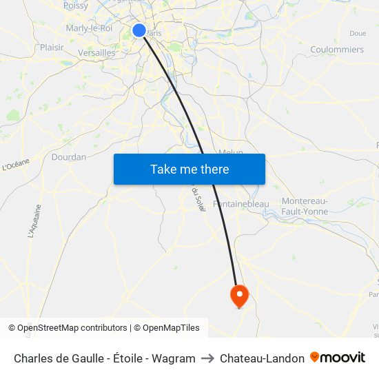 Charles de Gaulle - Étoile - Wagram to Chateau-Landon map