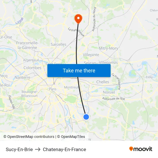 Sucy-En-Brie to Chatenay-En-France map