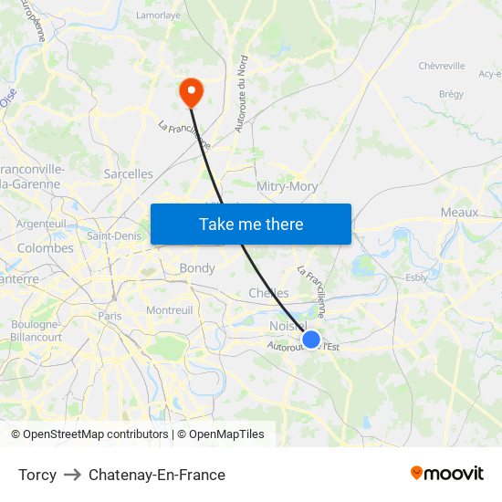 Torcy to Chatenay-En-France map