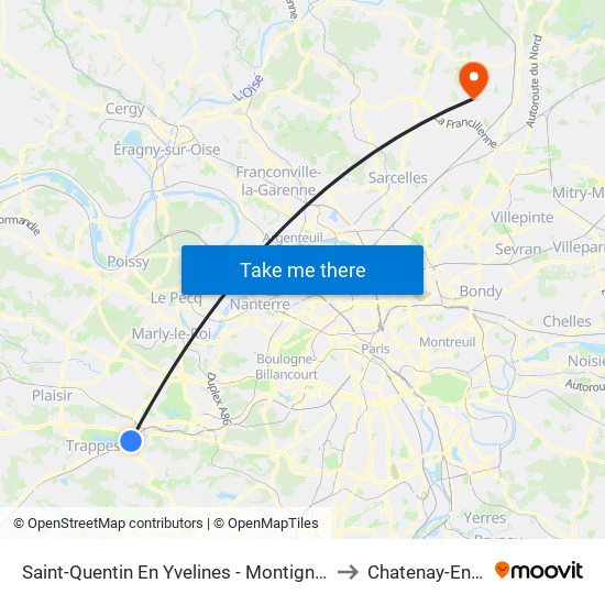 Saint-Quentin En Yvelines - Montigny-Le-Bretonneux to Chatenay-En-France map