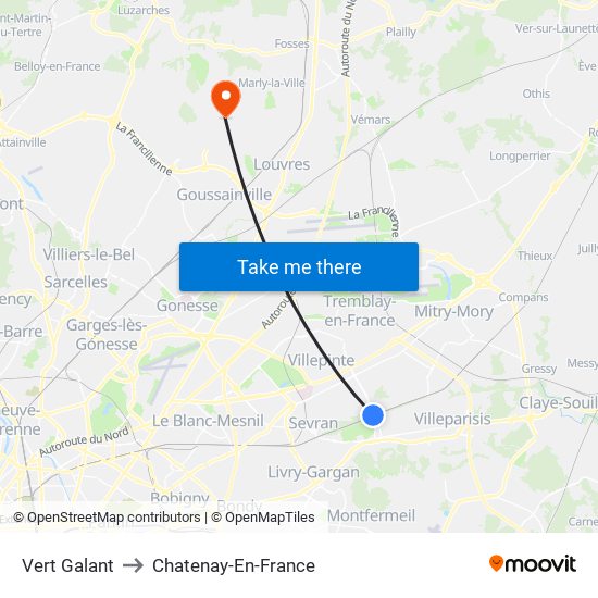 Vert Galant to Chatenay-En-France map