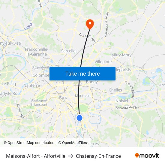 Maisons-Alfort - Alfortville to Chatenay-En-France map
