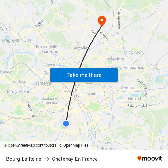 Bourg-La-Reine to Chatenay-En-France map