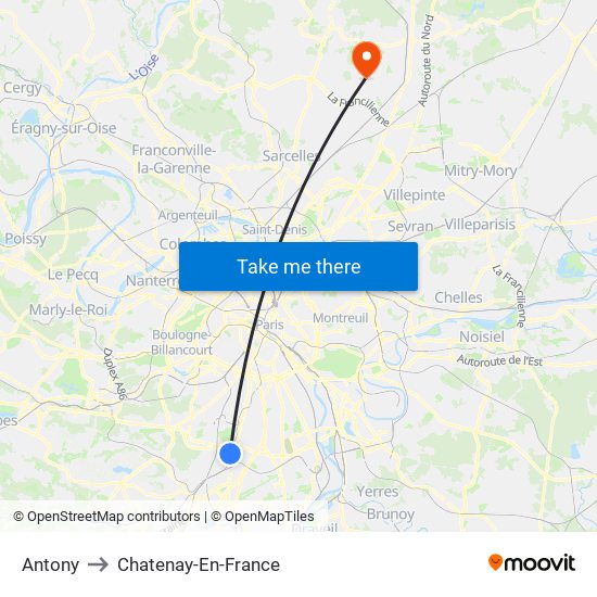 Antony to Chatenay-En-France map
