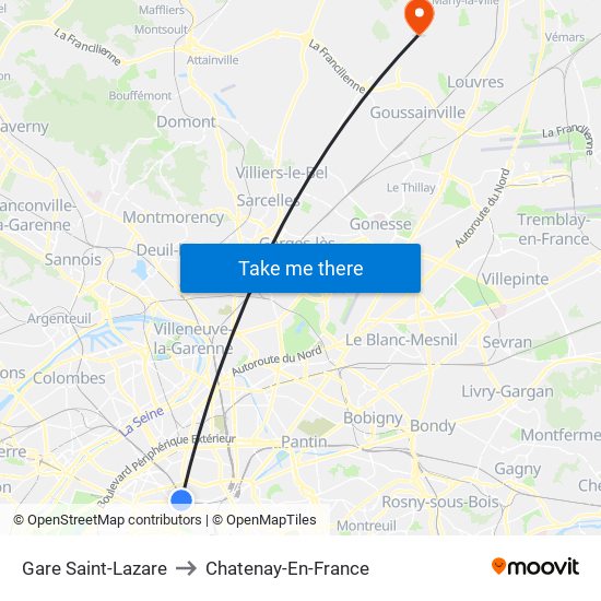 Gare Saint-Lazare to Chatenay-En-France map