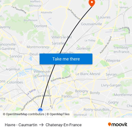 Havre - Caumartin to Chatenay-En-France map
