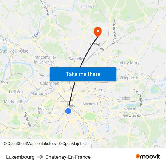 Luxembourg to Chatenay-En-France map