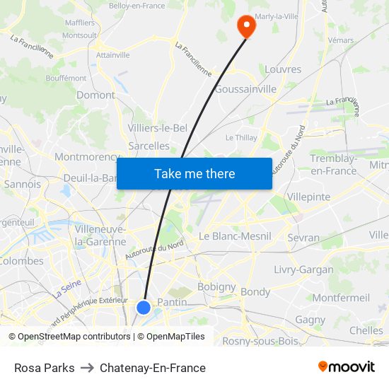 Rosa Parks to Chatenay-En-France map