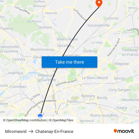 Miromesnil to Chatenay-En-France map