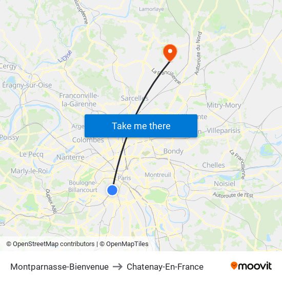 Montparnasse-Bienvenue to Chatenay-En-France map