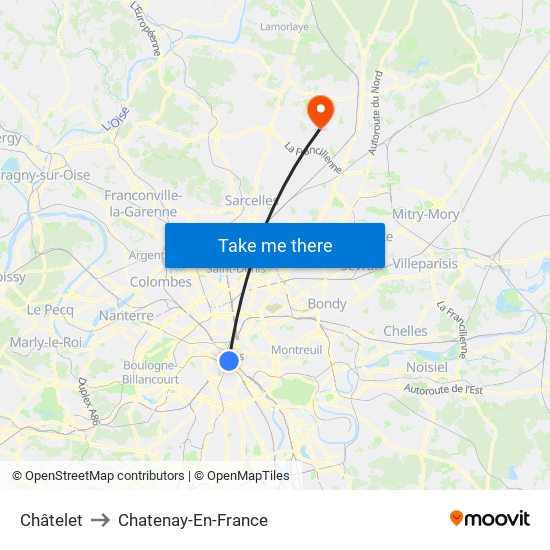 Châtelet to Chatenay-En-France map