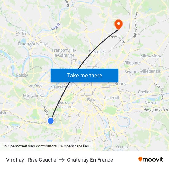 Viroflay - Rive Gauche to Chatenay-En-France map